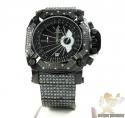 Techno master white diamond & black cz ice wrist watch 20.00ct