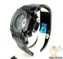 Techno master white diamond & black cz ice wrist watch 20.00ct