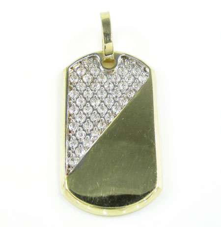 Unisex 10k gold cz dog tag pendant