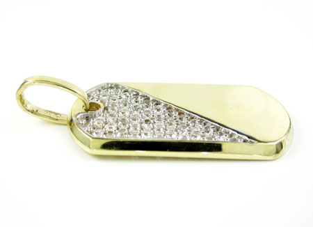 Unisex 10k gold cz dog tag pendant
