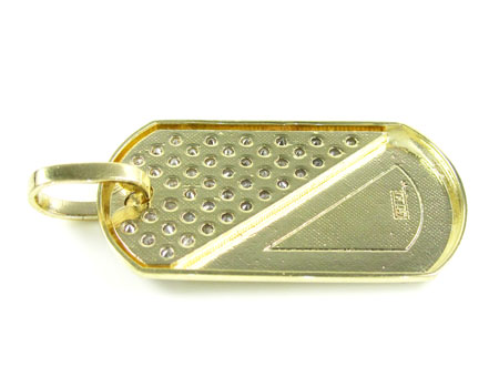 Unisex 10k gold cz dog tag pendant