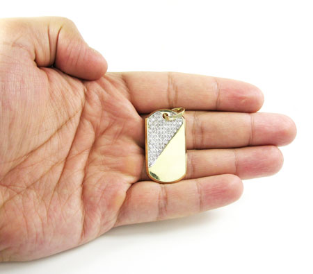 Unisex 10k gold cz dog tag pendant - Image 7