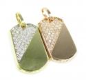 Unisex 10k gold cz dog tag pendant