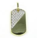 Unisex 10k gold cz dog tag pendant