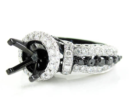 Ladies 10k black gold white & black diamond semi mount ring 2.18ct - Image 3