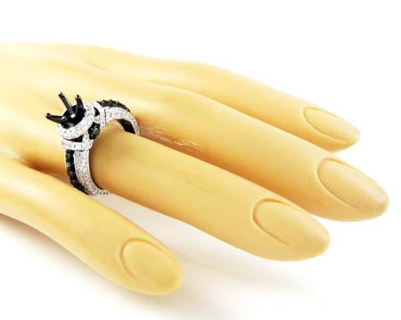 Ladies 10k black gold white & black diamond semi mount ring 2.18ct - Image 7