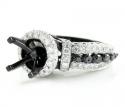 Ladies 10k black gold white & black diamond semi mount ring 2.18ct