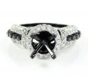 Ladies 10k black gold white & black diamond semi mount ring 2.18ct
