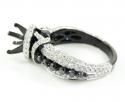 Ladies 10k black gold white & black diamond semi mount ring 2.18ct