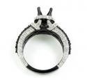 Ladies 10k black gold white & black diamond semi mount ring 2.18ct