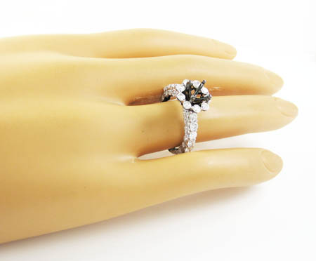 Ladies 14k black gold white & black diamond semi mount ring 2.00ct
