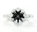 Ladies 14k black gold white & black diamond semi mount ring 2.00ct