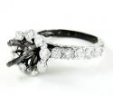 Ladies 14k black gold white & black diamond semi mount ring 2.00ct