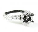 Ladies 14k black gold white & black diamond semi mount ring 2.00ct
