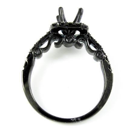 Ladies 10k black gold black diamond semi mount ring 1.40ct - Image 4
