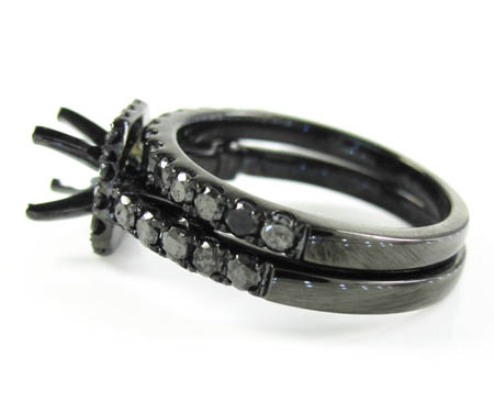 Ladies 10k black gold black diamond semi mount ring 1.40ct