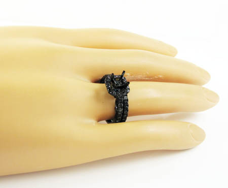 Ladies 10k black gold black diamond semi mount ring 1.40ct
