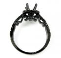 Ladies 10k black gold black diamond semi mount ring 1.40ct