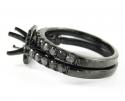 Ladies 10k black gold black diamond semi mount ring 1.40ct