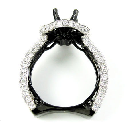 Ladies 10k black gold white & black diamond semi mount ring 3.58ct