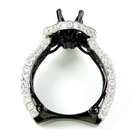 Ladies 10k black gold white & black diamond semi mount ring 3.58ct - Image 5