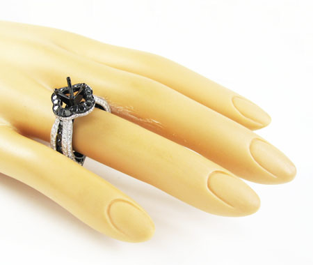 Ladies 10k black gold white & black diamond semi mount ring 3.58ct - Image 8