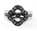 Ladies 10k black gold white & black diamond semi mount ring 3.58ct