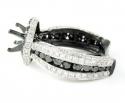 Ladies 10k black gold white & black diamond semi mount ring 3.58ct