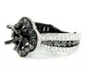Ladies 10k black gold white & black diamond semi mount ring 3.58ct
