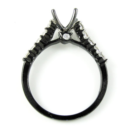 Ladies 10k black gold white & black diamond semi mount ring & wedding band set 1.06ct - Image 4