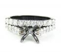 Ladies 10k black gold white & black diamond semi mount ring & wedding band set 1.06ct