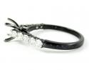 Ladies 10k black gold white & black diamond semi mount ring & wedding band set 1.06ct