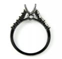 Ladies 10k black gold white & black diamond semi mount ring & wedding band set 1.06ct