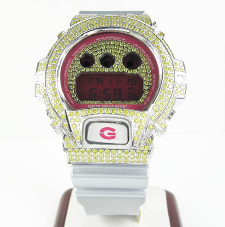 Mens canary cz dw-6900 white stainless steel g-shock watch 5.00ct - Image 2
