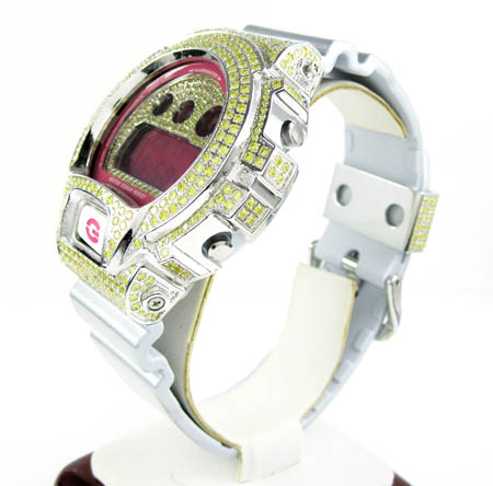 Mens canary cz dw-6900 white stainless steel g-shock watch 5.00ct - Image 3