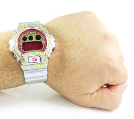 Mens canary cz dw-6900 white stainless steel g-shock watch 5.00ct - Image 6