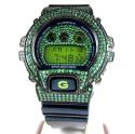 Mens green cz dw-6900 black stainless steel g-shock watch 5.00ct