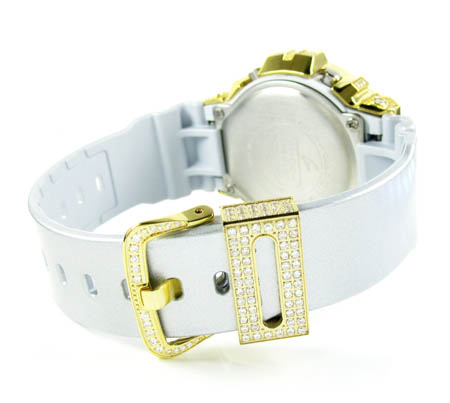 Mens white cz dw-6900 yellow stainless steel g-shock watch 5.00ct - Image 3