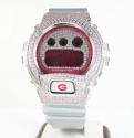 Mens pink cz dw-6900 white stainless steel g-shock watch 5.00ct