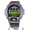 Mens pink cz dw-6900 black stainless steel g-shock watch 5.00ct
