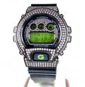 Mens pink cz dw-6900 black stainless steel g-shock watch 5.00ct