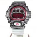 Mens pink cz dw-6900 black stainless steel g-shock watch 5.00ct
