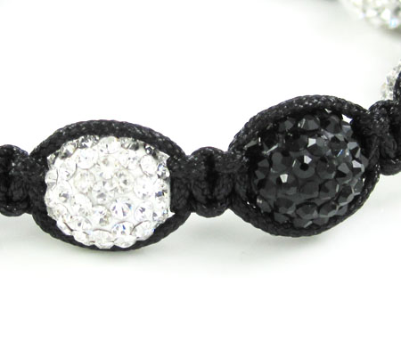 Black & white rhinestone macramé black bead rope bracelet 9.00ct - Image 3