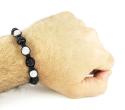 Black & white rhinestone macramé black bead rope bracelet 9.00ct