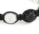 Black & white rhinestone macramé black bead rope bracelet 9.00ct