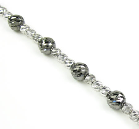 925 black & white sterling silver diamond cut bead chain 18-24 inch 4.75mm