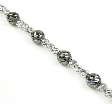 925 black & white sterling silver diamond cut bead chain 18-24 inch 4.75mm - Image 2