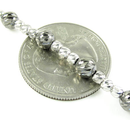 925 black & white sterling silver diamond cut bead chain 18-24 inch 4.75mm