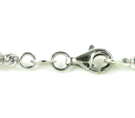 925 black & white sterling silver diamond cut bead chain 18-24 inch 4.75mm