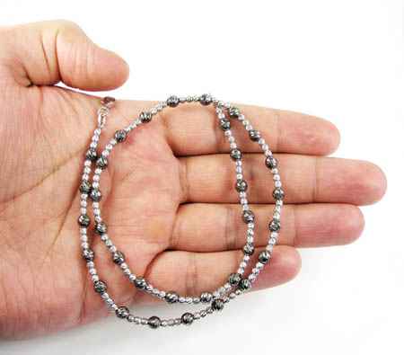 925 black & white sterling silver diamond cut bead chain 18-24 inch 4.75mm